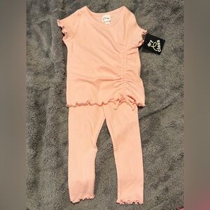 art class Peach Ribbed Girls' Leggings Set